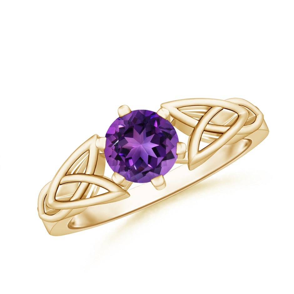 Solitaire Round Amethyst Celtic Knot Ring