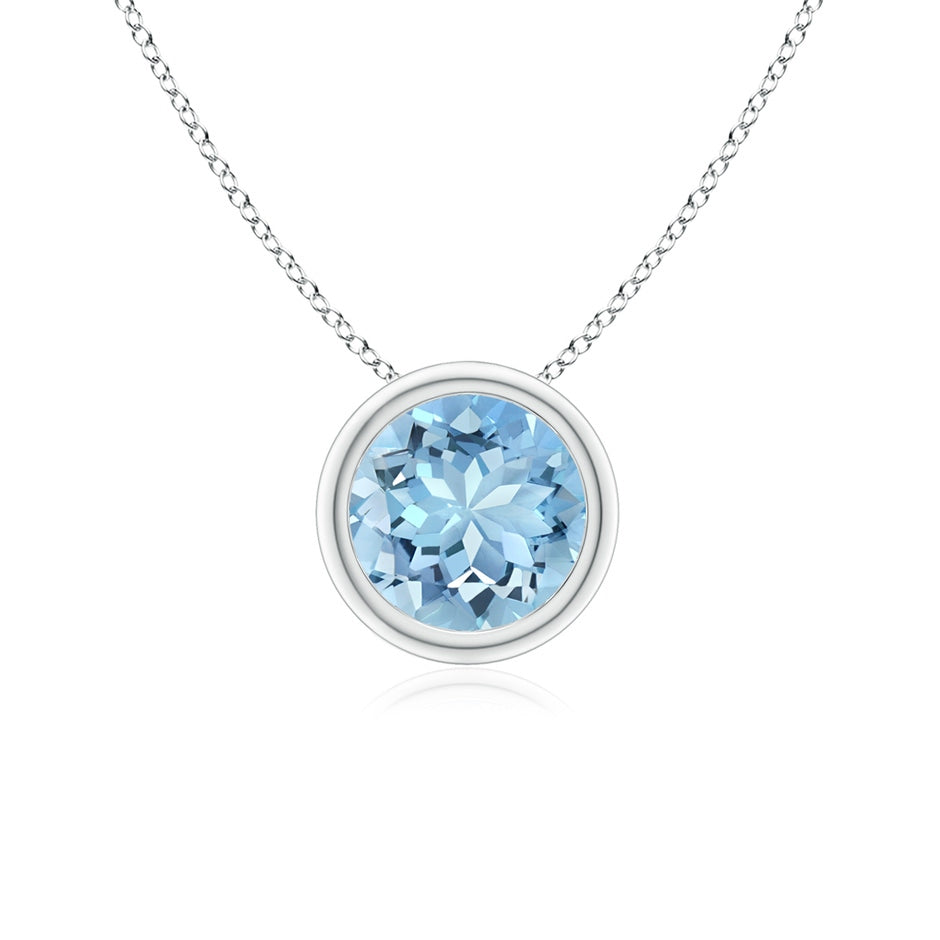 Bezel-Set Round Aquamarine Solitaire Pendant