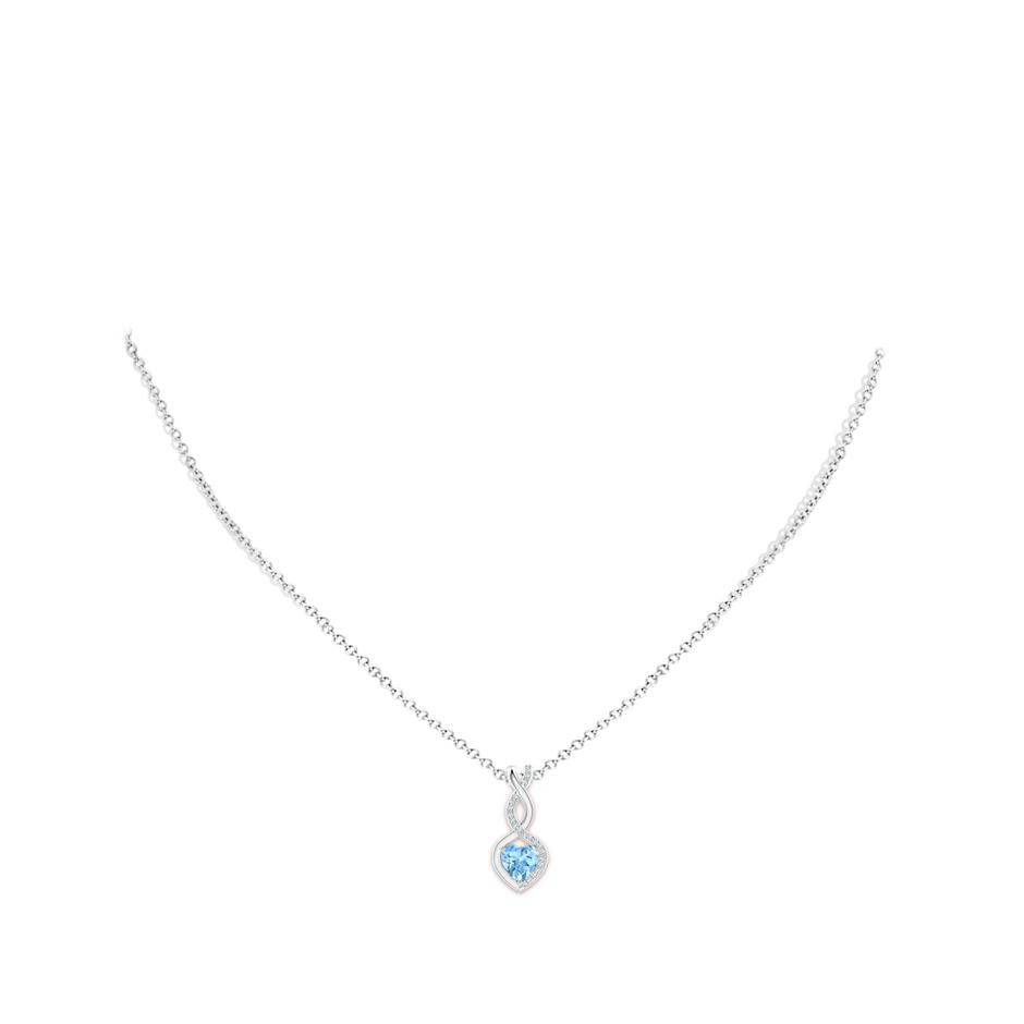 Heart-Shaped Aquamarine Infinity Pendant with Diamond Accents