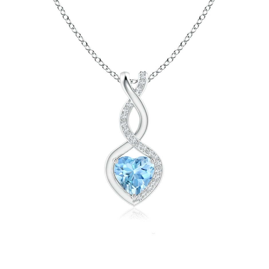Heart-Shaped Aquamarine Infinity Pendant with Diamond Accents