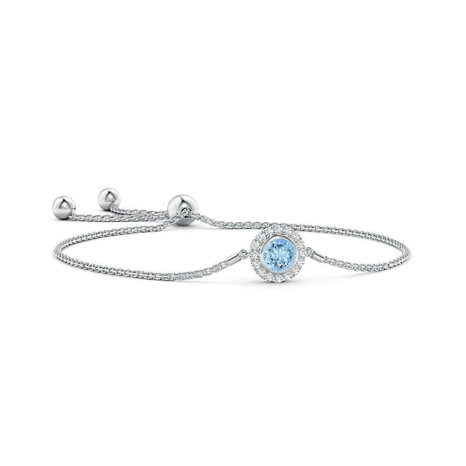 Bezel-Set Aquamarine Bolo Bracelet with Diamond Halo