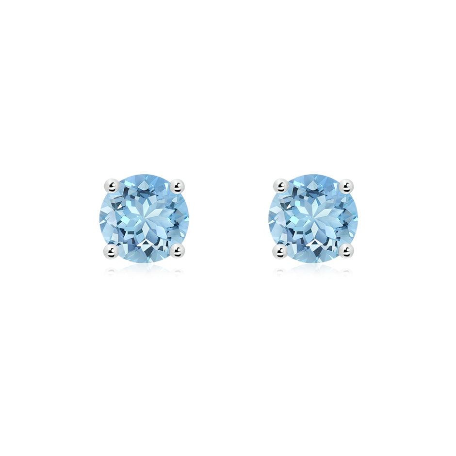 Round Aquamarine Stud Earrings