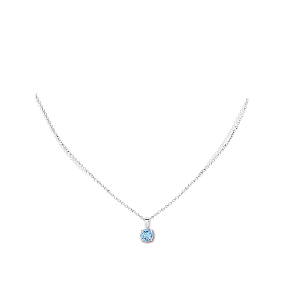 Classic Prong-Set Round Aquamarine Solitaire Pendant