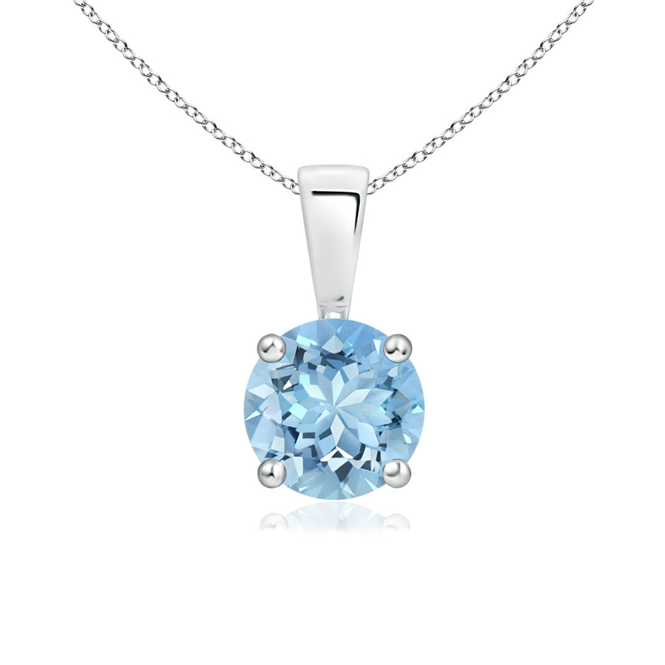 Classic Prong-Set Round Aquamarine Solitaire Pendant