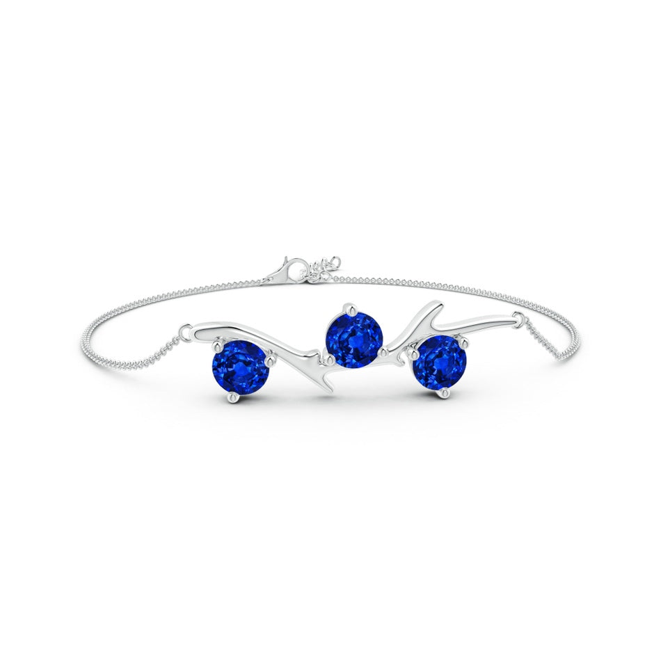 Lab-Grown Nature Inspired Round Blue Sapphire Tree Branch Bracelet