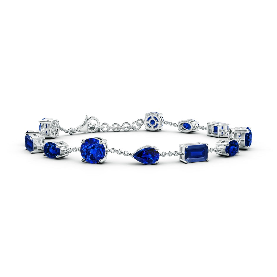 Multi-Shape Lab-Grown Blue Sapphire Station Bracelet