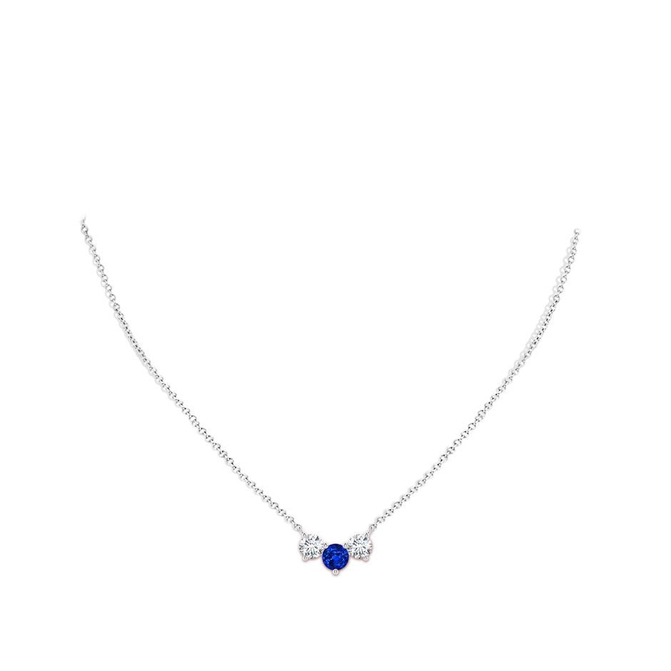 Classic Trio Round Lab-Grown Blue Sapphire and Diamond Necklace