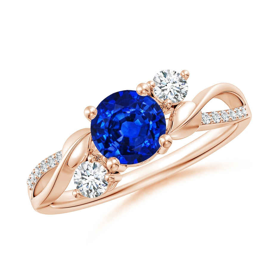 Sapphire and Diamond Twisted Vine Ring