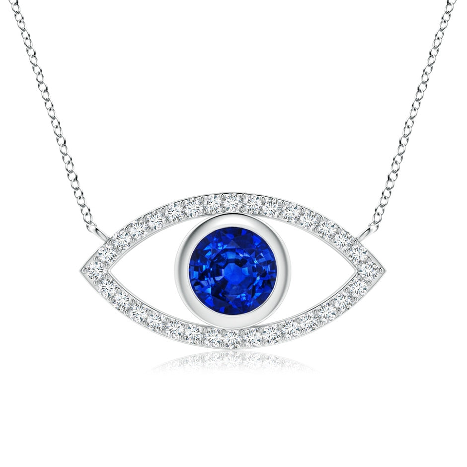 Lab-Grown Blue Sapphire Evil Eye Pendant with Lab Diamond Accents