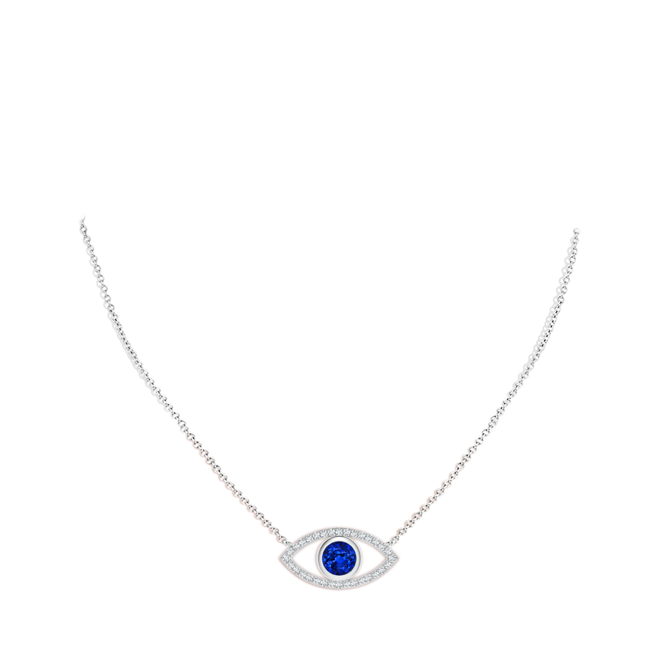 Lab-Grown Blue Sapphire Evil Eye Pendant with Lab Diamond Accents
