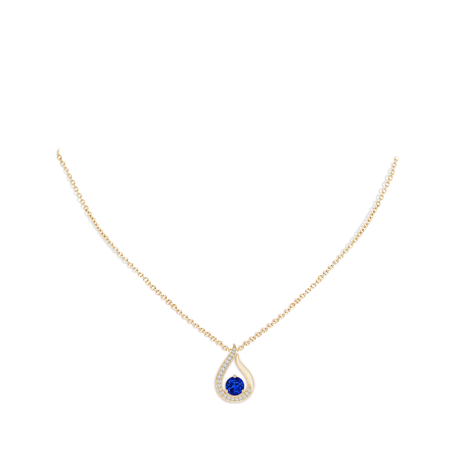 Lab-Grown Floating Blue Sapphire Tulip Pendant with Lab Diamonds