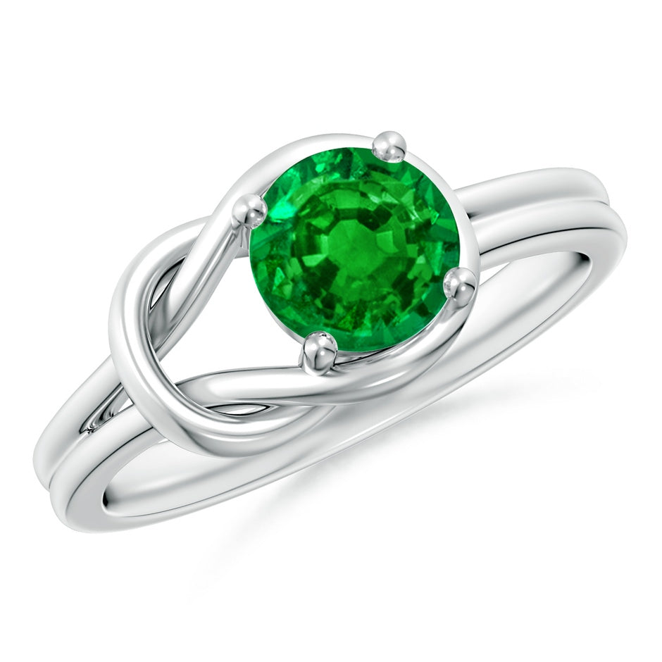Solitaire Emerald Infinity Knot Engagement Ring