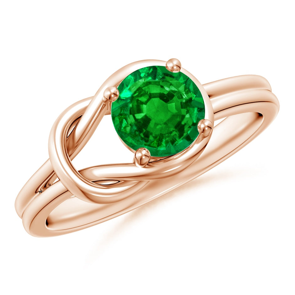 Solitaire Emerald Infinity Knot Engagement Ring