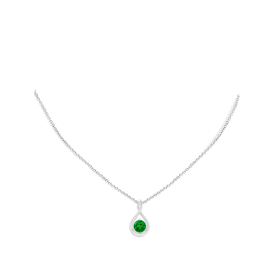 Solitaire Round Emerald Infinity Twist Pendant