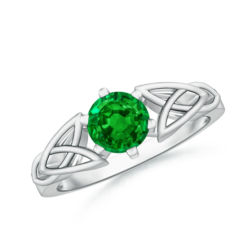 Solitaire Round Emerald Celtic Knot Ring