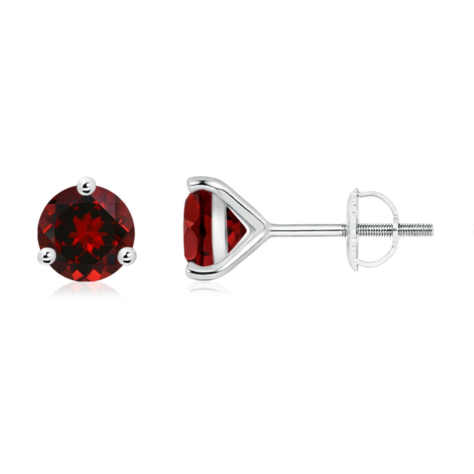 Martini-Set Round Garnet Stud Earrings