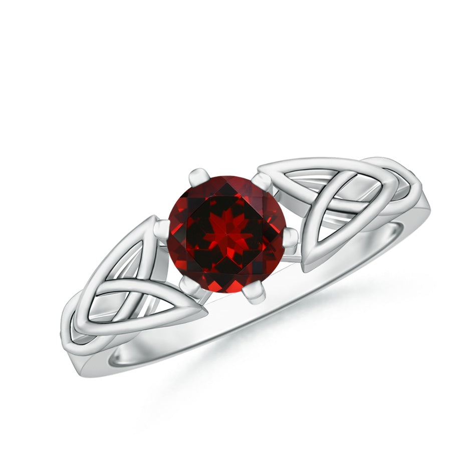 Solitaire Round Garnet Celtic Knot Ring