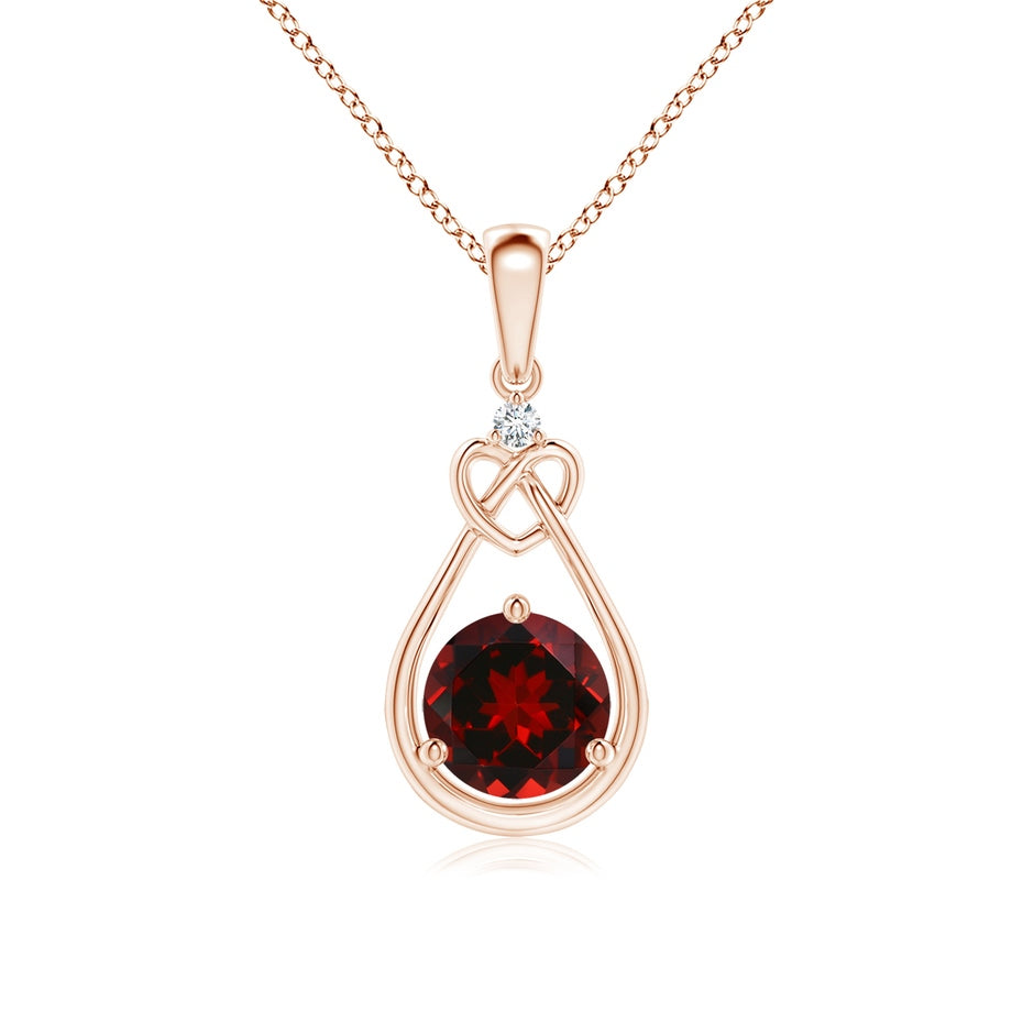 Garnet Knotted Heart Pendant with Diamond