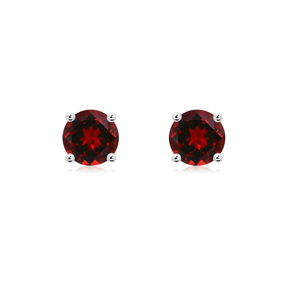 Round Garnet Stud Earrings