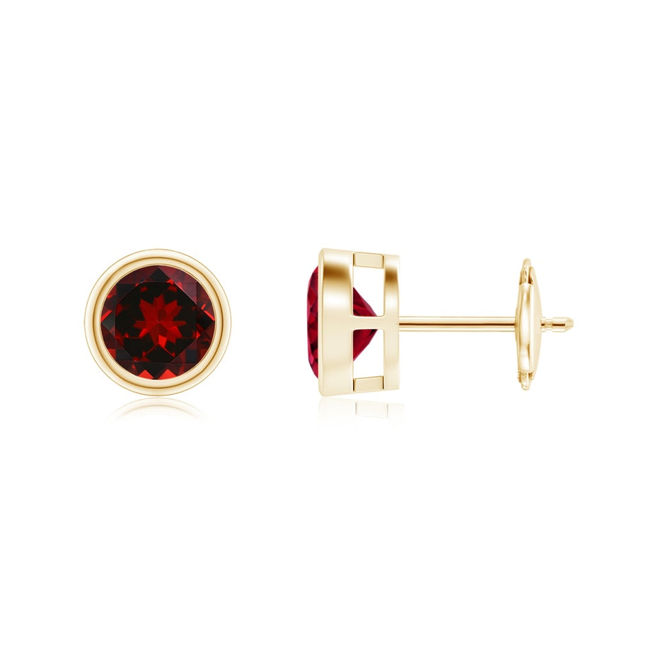 Bezel-Set Garnet Solitaire Stud Earrings