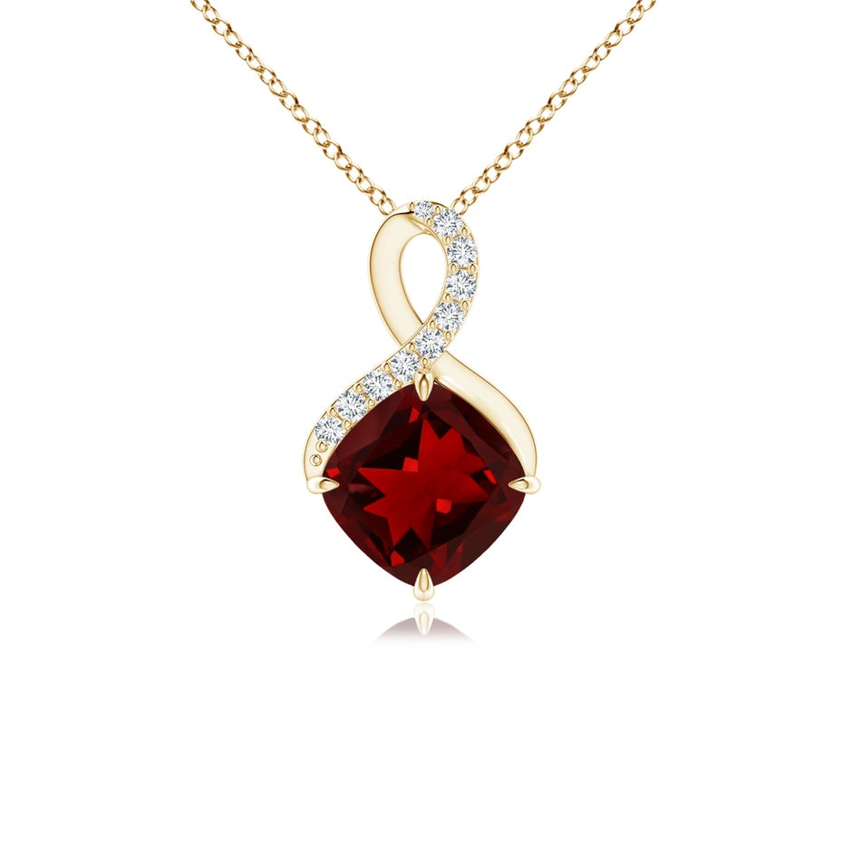 Claw-Set Garnet Infinity Pendant with Diamonds
