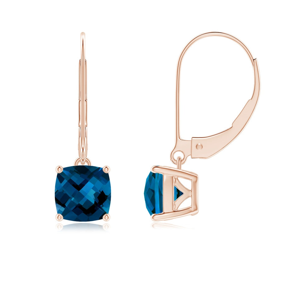 Cushion London Blue Topaz Solitaire Leverback Earrings