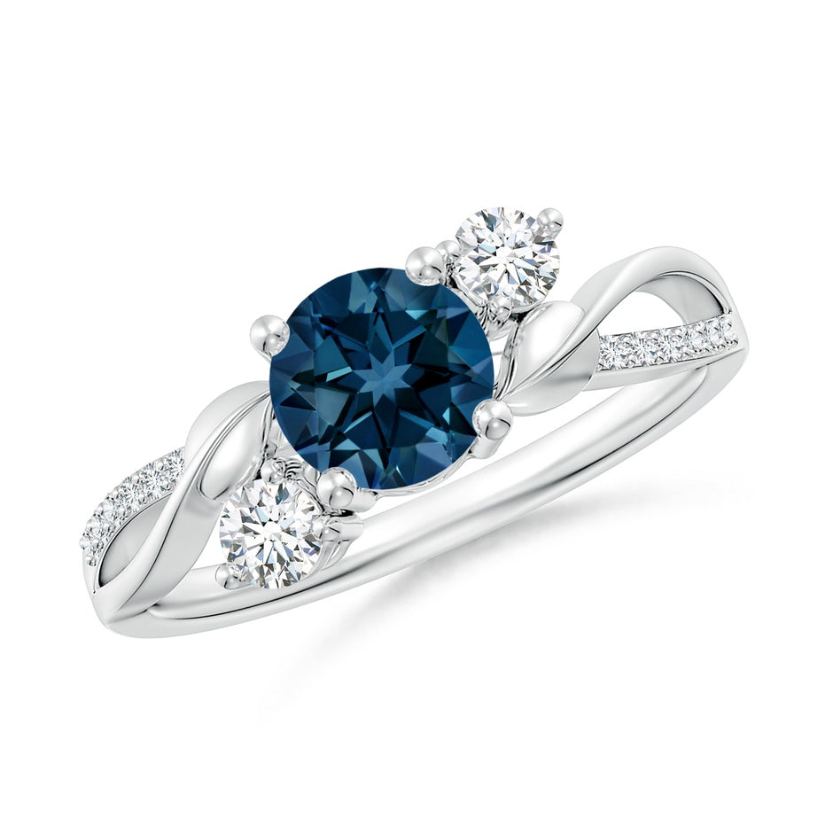 London Blue Topaz and Diamond Twisted Vine Ring