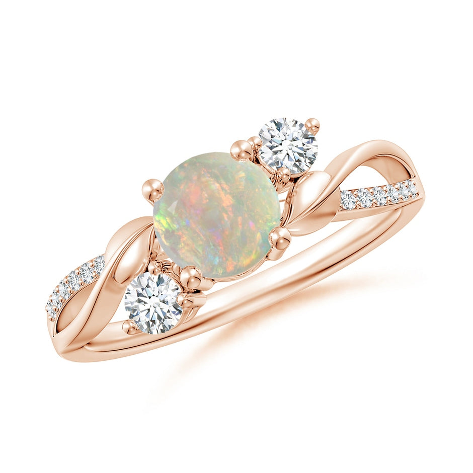 Opal and Diamond Twisted Vine Ring