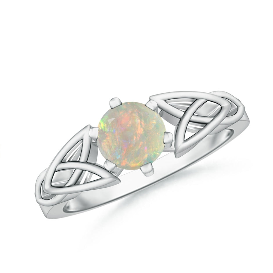 Solitaire Round Opal Celtic Knot Ring
