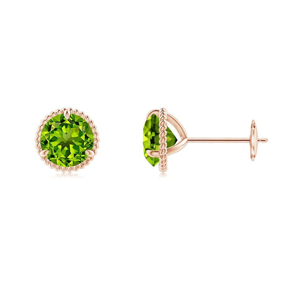 Rope Framed Claw-Set Peridot Martini Stud Earrings