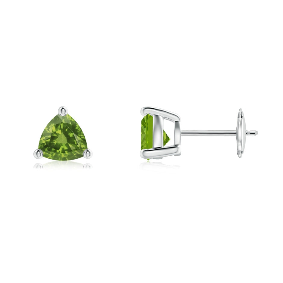 Basket-Set Trillion Peridot Stud Earrings