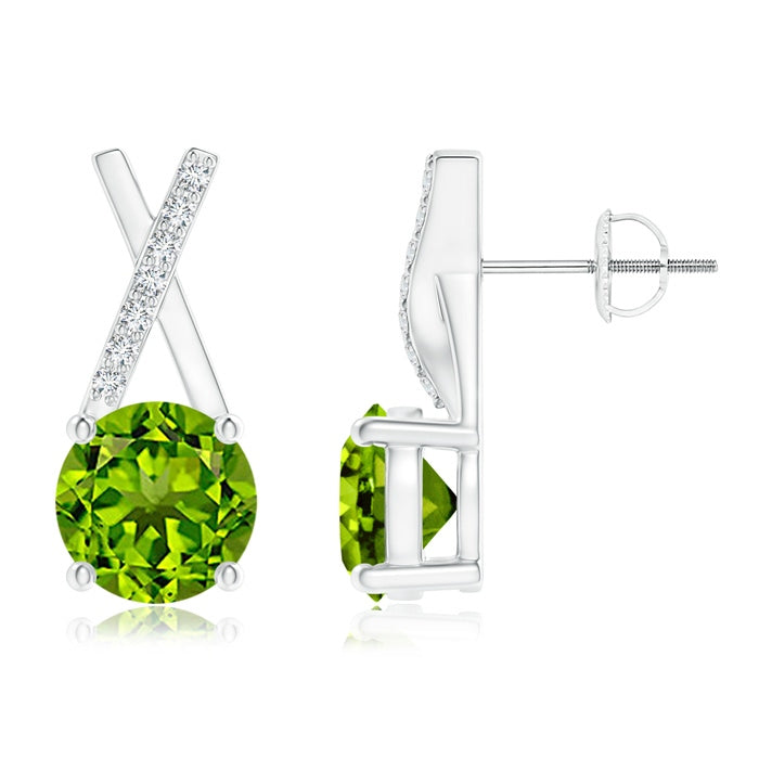 Peridot and Diamond XO Stud Earrings
