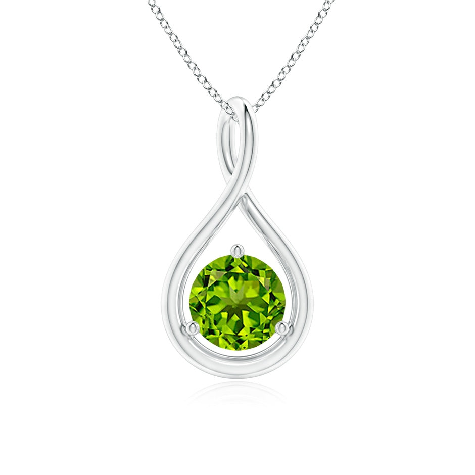 Solitaire Round Peridot Infinity Twist Pendant
