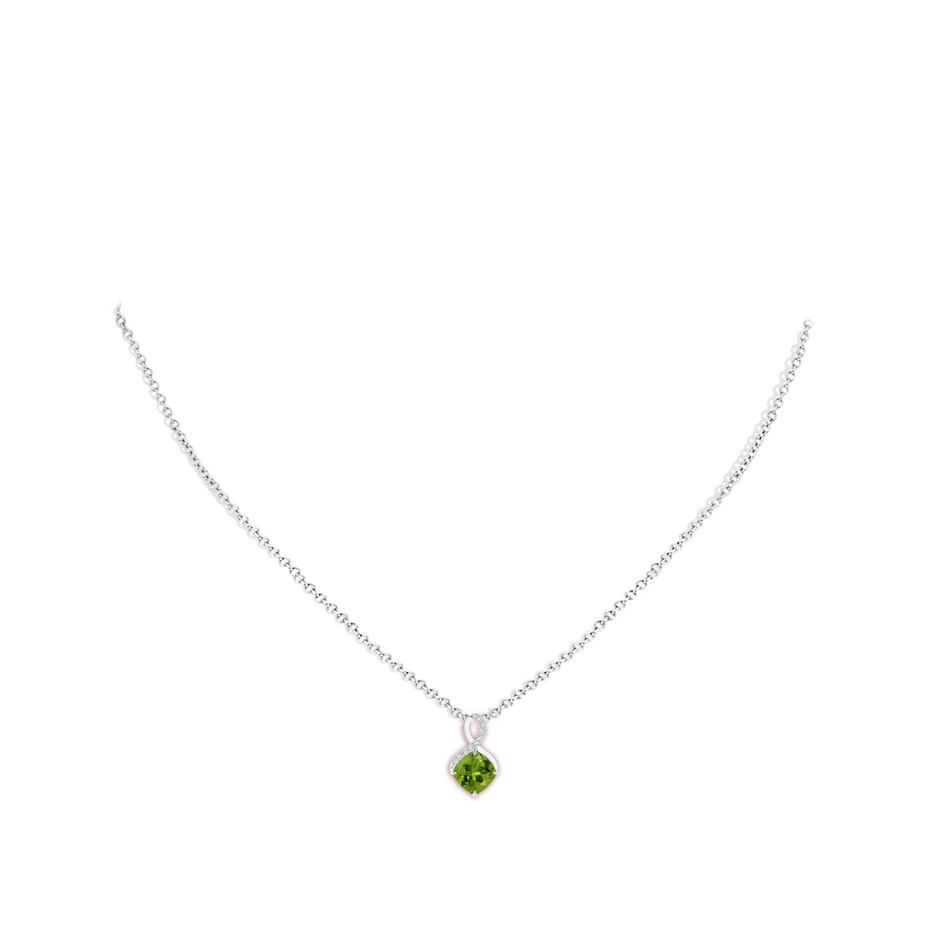 Claw-Set Peridot Infinity Pendant with Diamonds