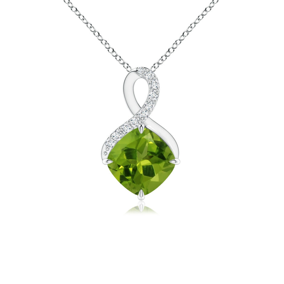 Claw-Set Peridot Infinity Pendant with Diamonds