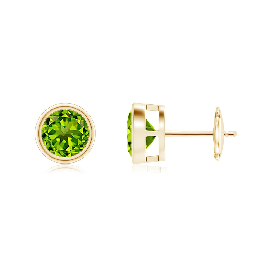 Bezel-Set Peridot Solitaire Stud Earrings