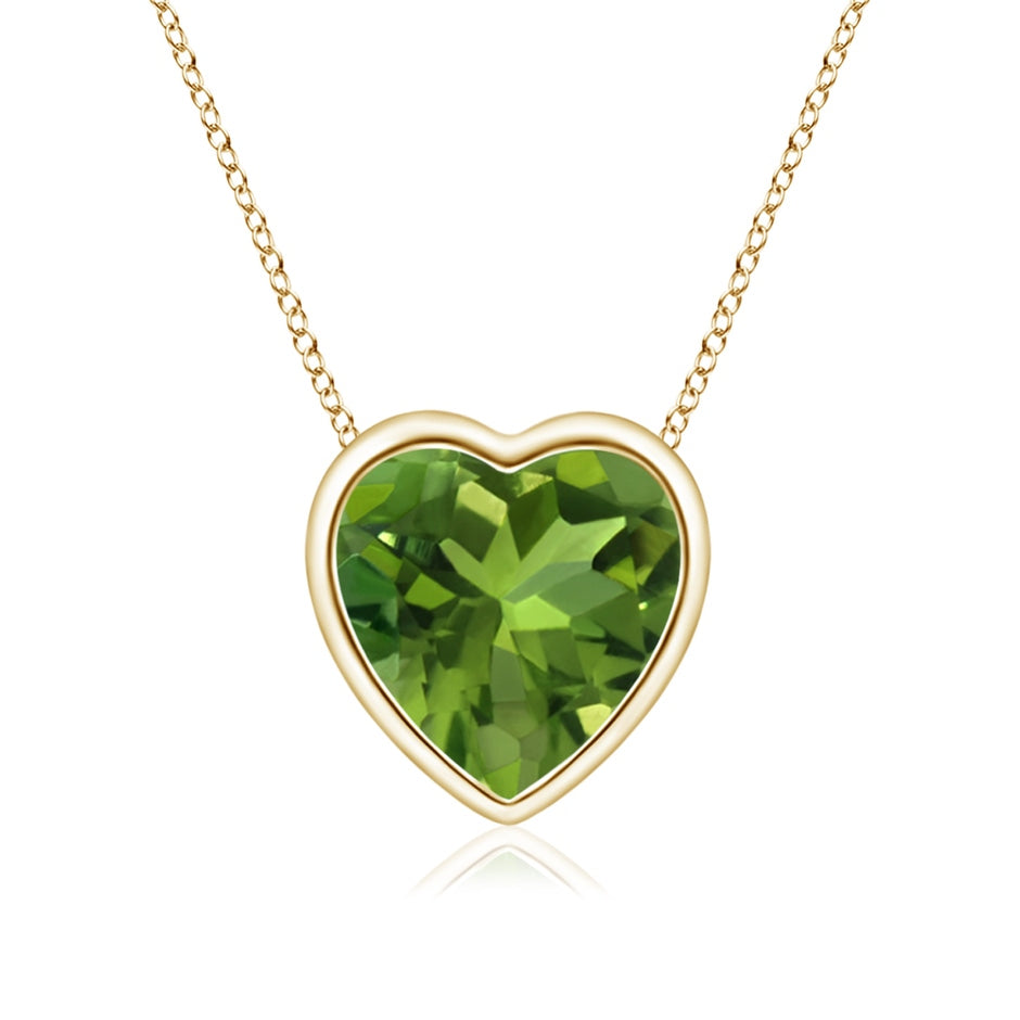 Bezel-Set Solitaire Heart Peridot Pendant