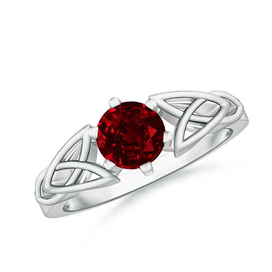 Solitaire Round Ruby Celtic Knot Engagement Ring
