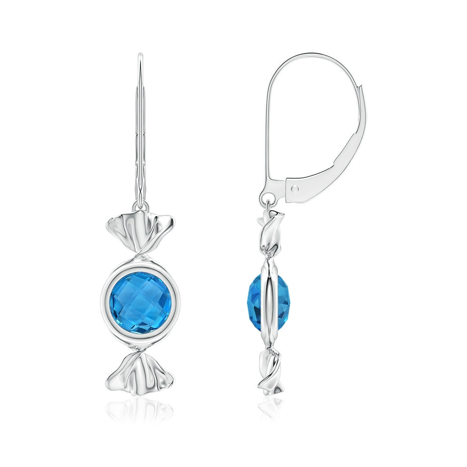 Sweet Treats Round Swiss Blue Topaz Candy Drop Earrings