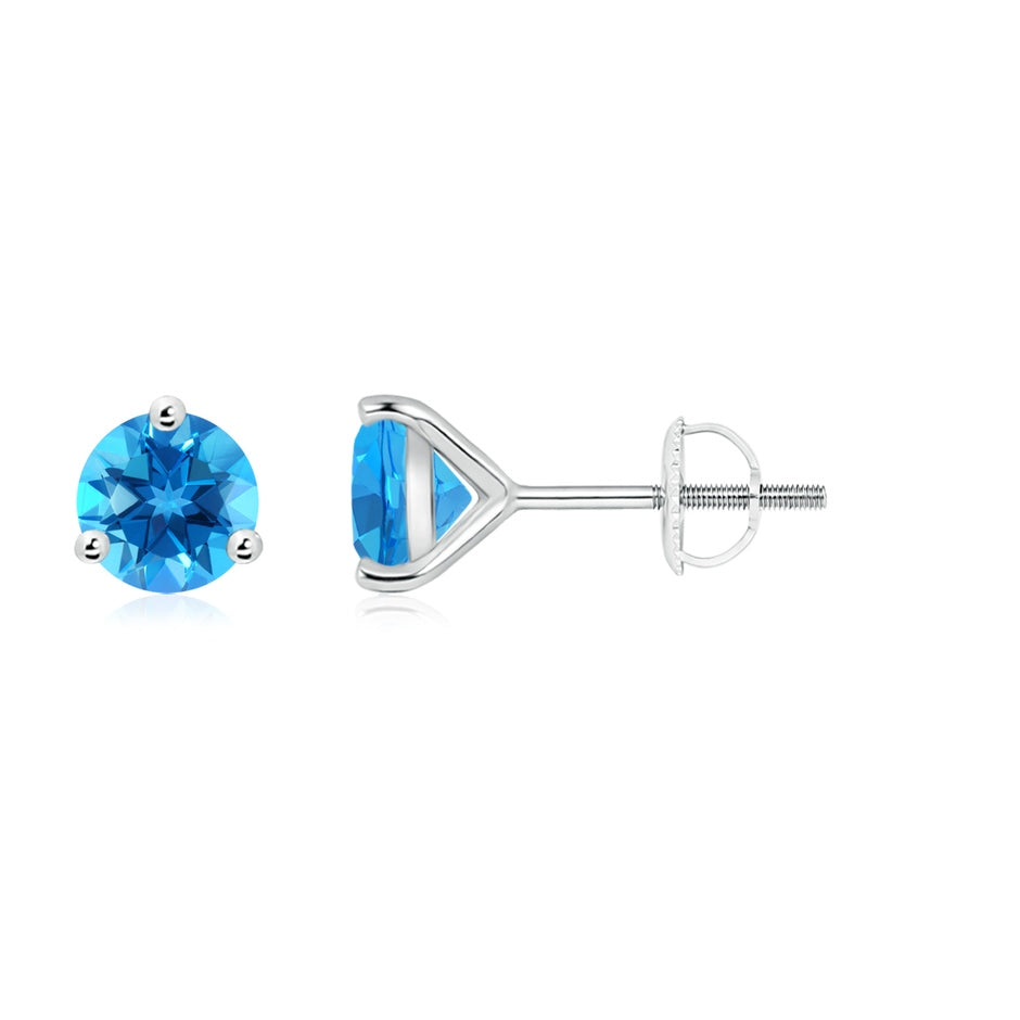 Martini-Set Round Swiss Blue Topaz Stud Earrings