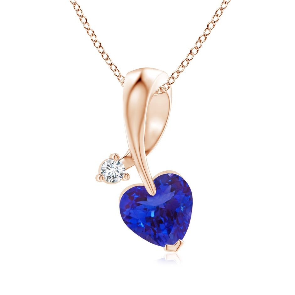 Heart-Shaped Tanzanite Ribbon Pendant with Diamond