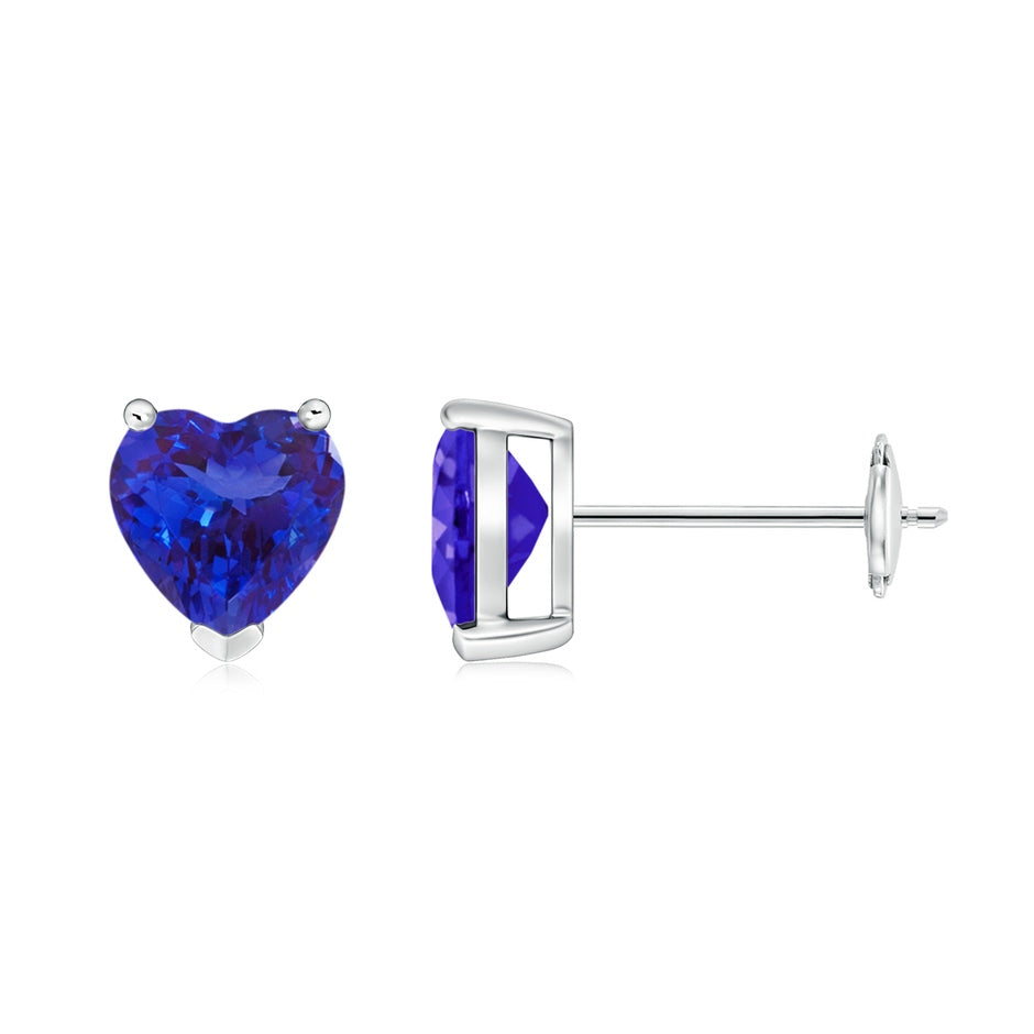 Tanzanite Solitaire Heart Stud Earrings