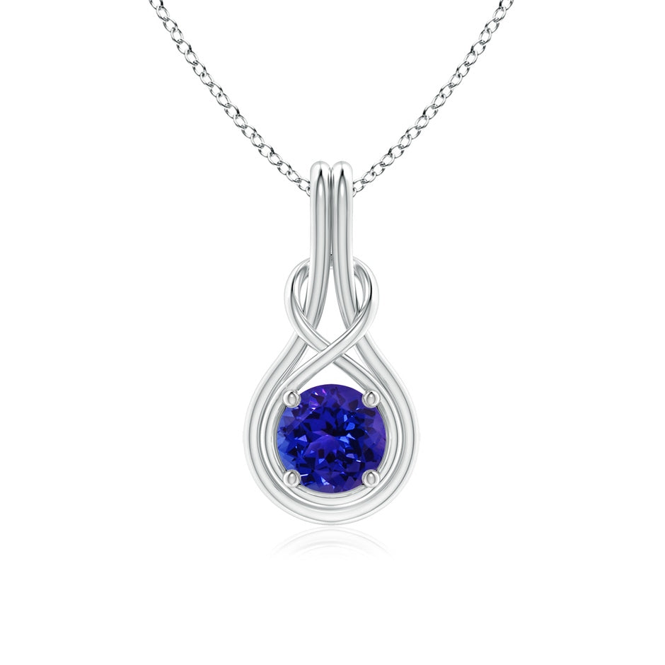 Round Tanzanite Solitaire Infinity Knot Pendant