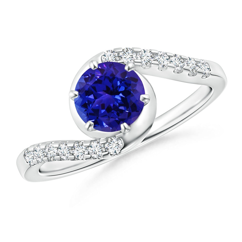Prong-Set Tanzanite Bypass Ring with Diamond Accents