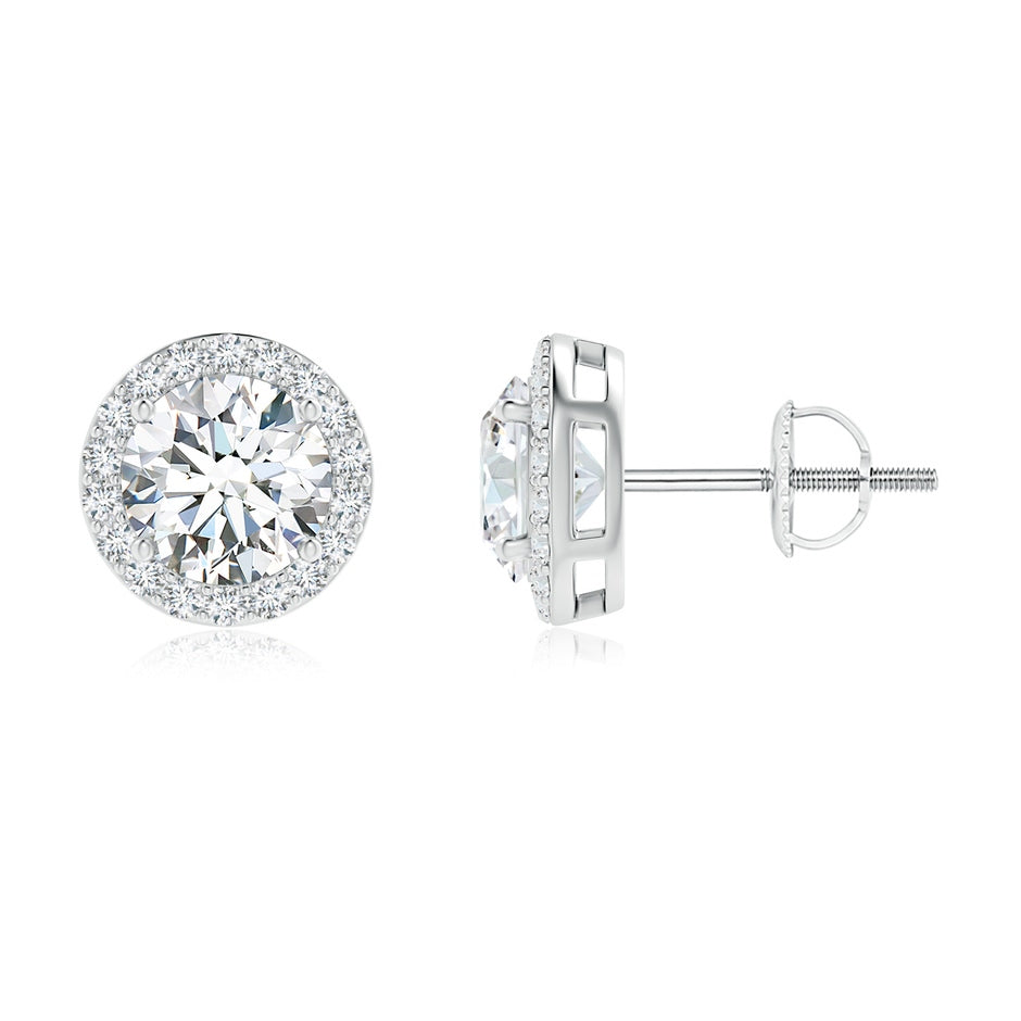 Lab-Grown Vintage-Inspired Round Diamond Halo Stud Earrings