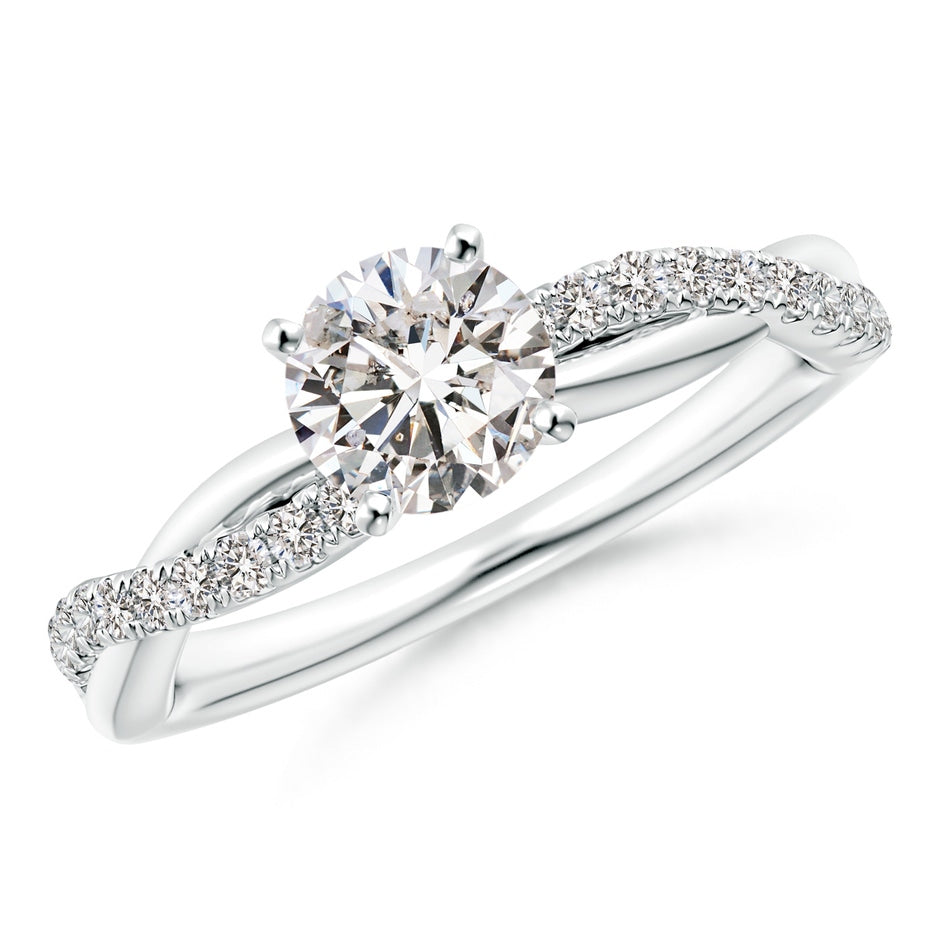 Solitaire Diamond Twist Shank Engagement Ring with Accents
