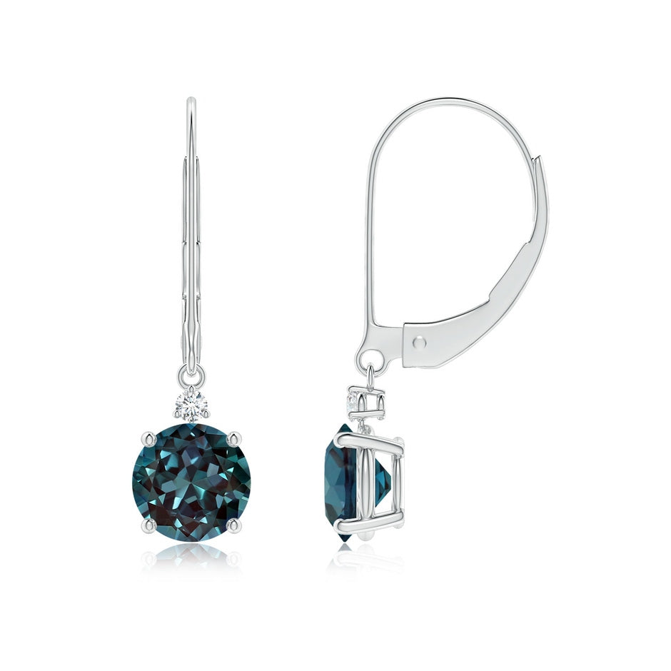 Lab-Grown Alexandrite and Diamond Leverback Drop Earrings