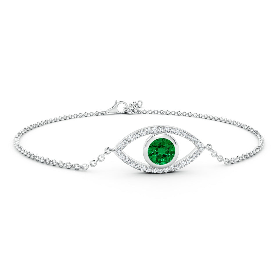 Lab-Grown Bezel-Set Emerald and Lab Diamond Evil Eye Bracelet