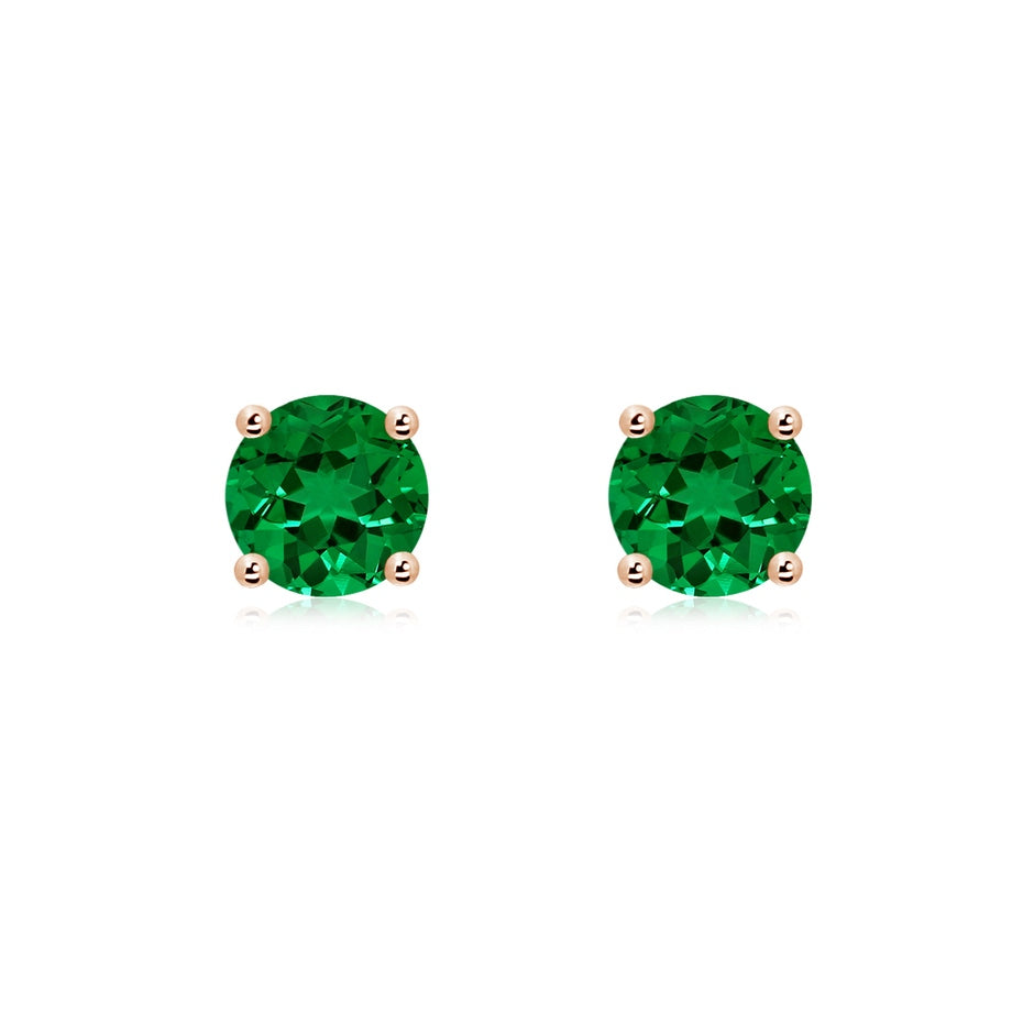 Lab-Grown Round Emerald Stud Earrings