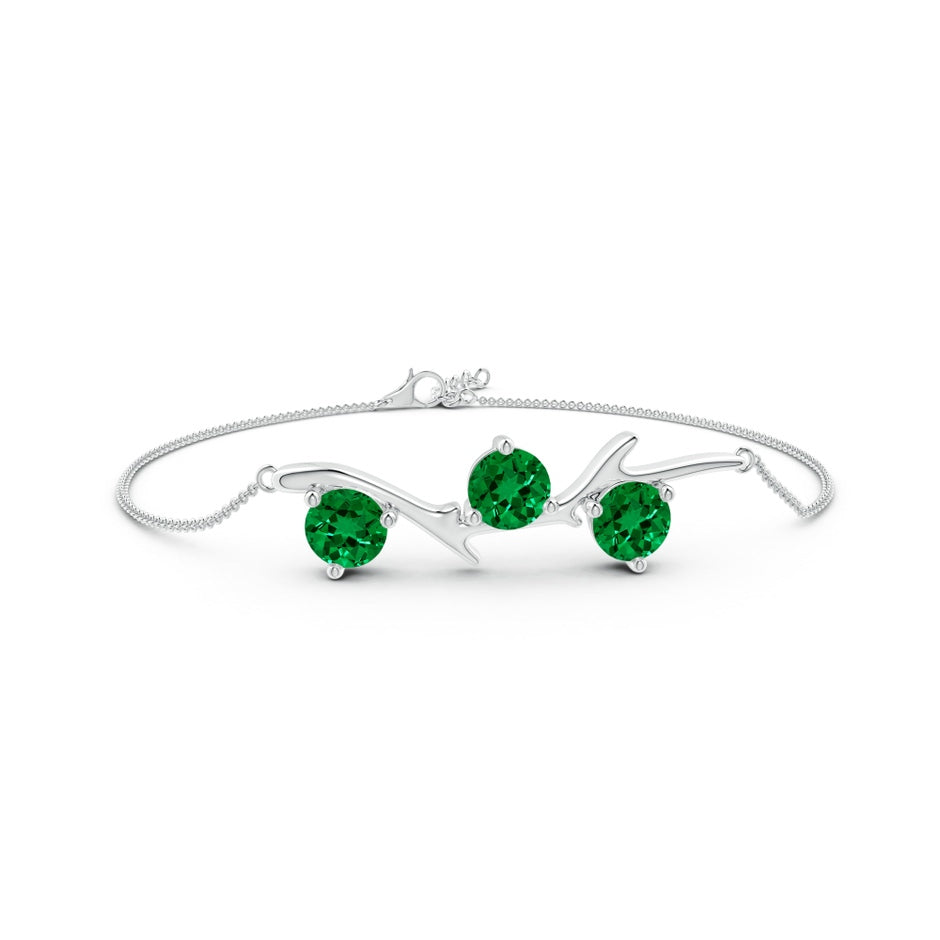 Lab-Grown Nature Inspired Round Emerald Tree Branch Bracelet